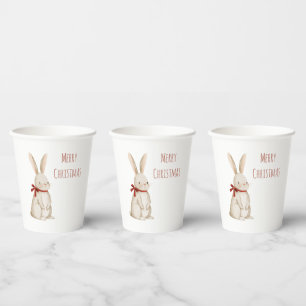 Gobelets En Papier Lapin de Pâques au nœud rouge de Noël