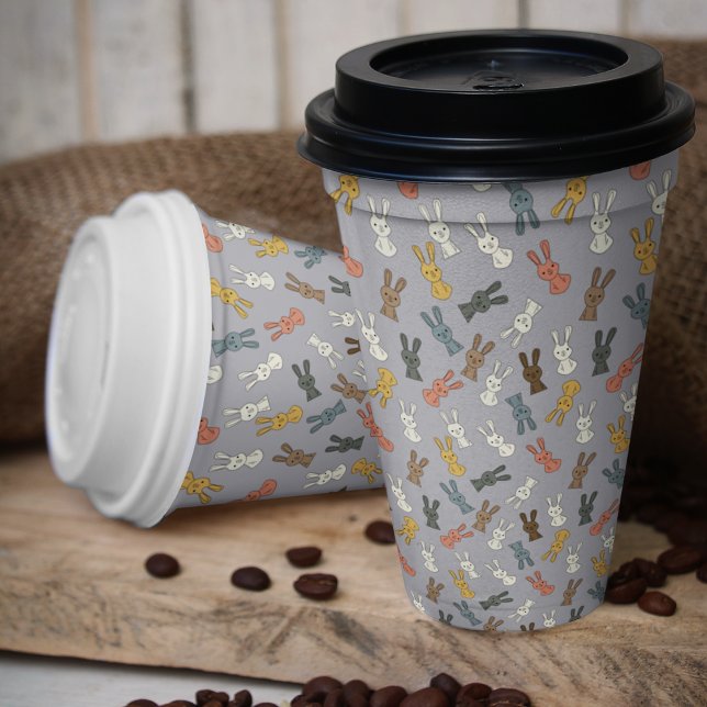 Gobelets En Papier Lapin de Pâques Dessin Animé (easter bunny rabbit pattern kids,adult party stationery, birthday party use and throw paper cups)