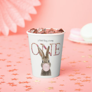 Gobelets En Papier Lapin de premier anniversaire soufflant du bubble