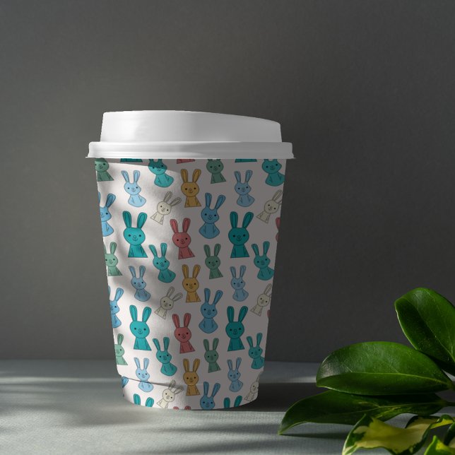 Gobelets En Papier Lapin Dessin Animé Multicolore (Multicolor rabbit kids,adult party stationery, birthday party use and throw paper cups)