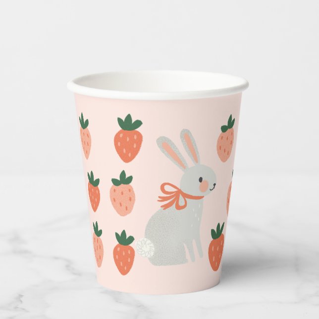 Gobelets En Papier Lapin et fraise (Recto)