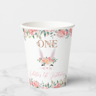Gobelets En Papier Lapin Floral Face Un Lapin 1er Anniversaire
