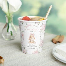 Lapin Mignon, Nœud Rose, Fleurs Roses, Premier Ann