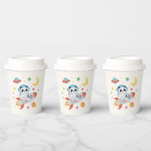 Gobelets En Papier l'astronaute bleu et orange Panda