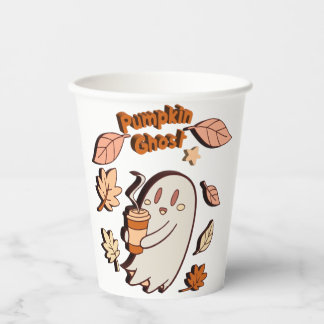 Gobelets En Papier Latte d'automne du citrouille Ghost