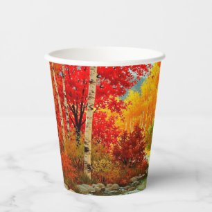 Gobelets En Papier L'automne laisse des couleurs riches d'or orange
