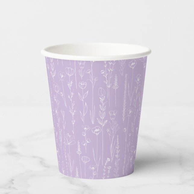Gobelets En Papier Lavender Wildflower Party Cup | Botanical Pattern (Recto)