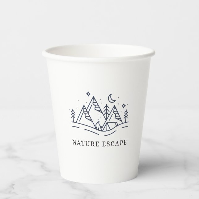Gobelets En Papier "L'aventure Attend Graphique de Camping (Recto)