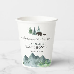Gobelets En Papier L'aventure commence Bear Baby shower tasses de pap