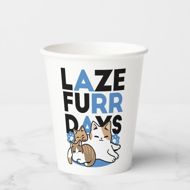Gobelets En Papier Laze Furr Days - Cute Lazy Cats Design (Recto)