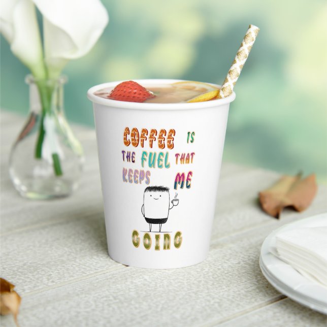 Gobelets En Papier Le Café Est Le Carburant Qui M'Emmène (Insitu)