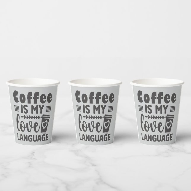 Gobelets En Papier Le café est ma langue d'amour Caffeine Graphique (Multi)