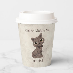 Gobelets En Papier Le Café Me Fait Des Haricots De Café Purrfect-Cute
