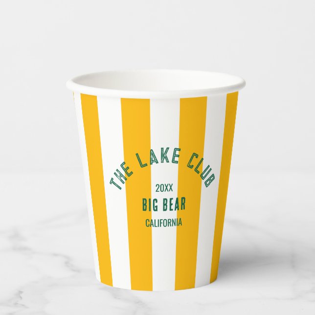 Gobelets En Papier Le Lake Club Crest Yellow Nautical Stripe (Recto)