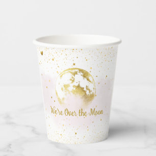 Gobelets En Papier Le rose et l'or sur le Baby shower de la lune