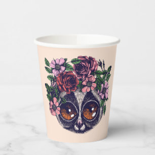 Gobelets En Papier Lémur de fleurs doux