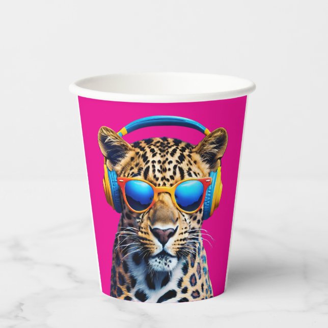 Gobelets En Papier Leopard Jammin' (Recto)