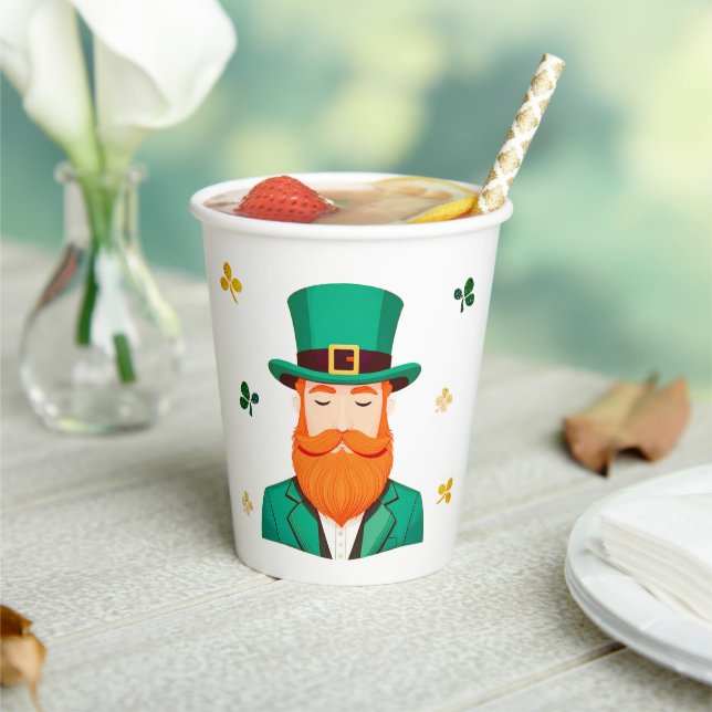 Gobelets En Papier Leprechaun Clover Shamrock Patrick's Day (Insitu)