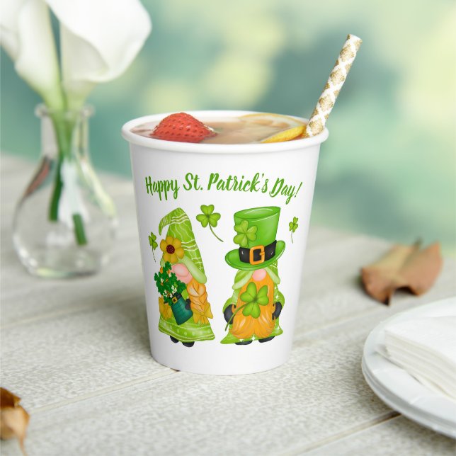 Gobelets En Papier Leprechaun Gnome Shamrock St. Patrick's Day (Insitu)