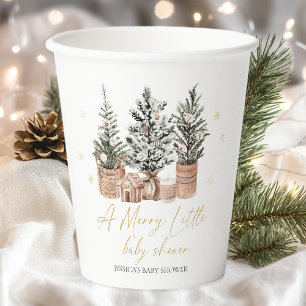 Gobelets En Papier Les arbres de Noël Un joyeux petit Baby shower