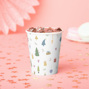 Gobelets En Papier Les beaux arbres de Noël présentent des ornements 