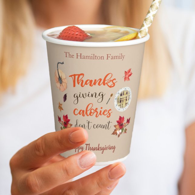 Gobelets En Papier Les calories de Thanksgiving ne comptent pas (Créateur téléchargé)