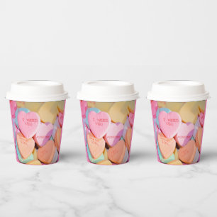GOBELETS EN PAPIER LES COEURS DE LA BOUGIE DE VALENTINE