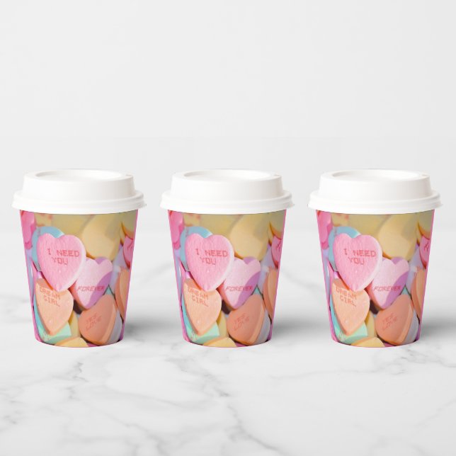 GOBELETS EN PAPIER LES COEURS DE LA BOUGIE DE VALENTINE (Multi)