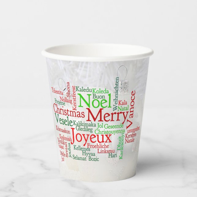 Gobelets En Papier Les Fêtes De Noël Dans Le Monde Entier (Recto)