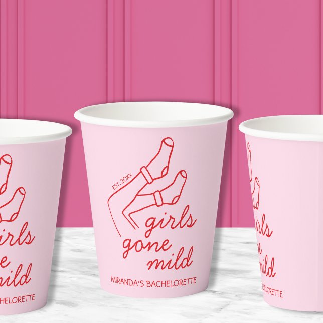 Gobelets En Papier Les Filles Sont Passées À Main Douce Tirées Bachel (Girls Gone Mild Hand Drawn Low-Key Bachelorette Paper Cups)