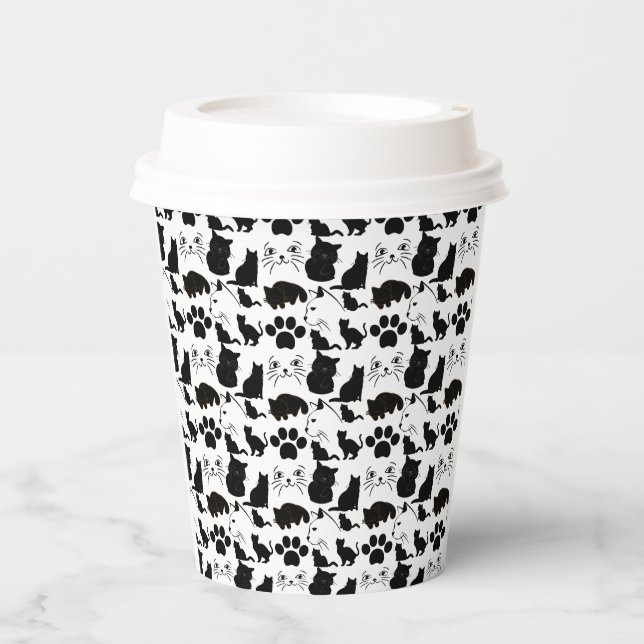 GOBELETS EN PAPIER LES MOTIFS DE CHATS NOIRS (Recto)