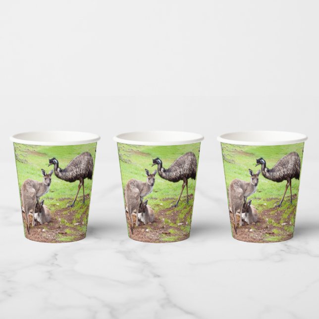 Gobelets En Papier "Les Pals improbables : l'amitié Kangaroo et Emu" (Multi)