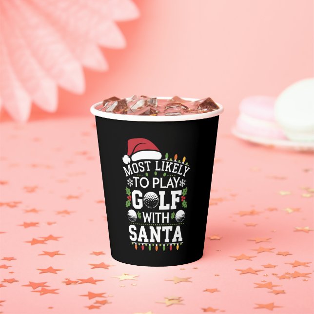 Gobelets En Papier Les Plus Probables De Jouer Au Golf Avec Père Noël (Insitu)