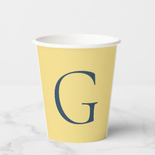 Gobelets En Papier Lettre initiale monogramme Jasmine Gris ardoise un