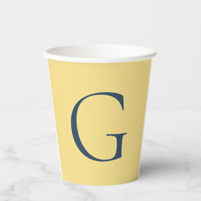 Gobelets En Papier Lettre initiale monogramme Jasmine Gris ardoise un (Recto)