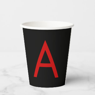 GOBELETS EN PAPIER LETTRE INITIALE NOIRE ROUGE LETTRE NOIRE PLACE