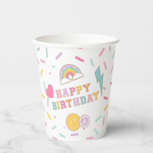 Gobelets En Papier LETTRE Patchs PRÉPÉ ANNIVERSAIRE (Recto)