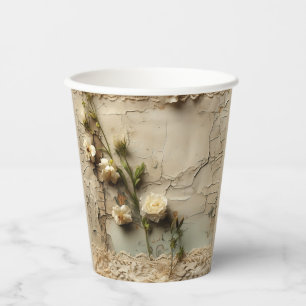 Gobelets En Papier Lettre vintage d'amour parchemin avec fleurs (3)