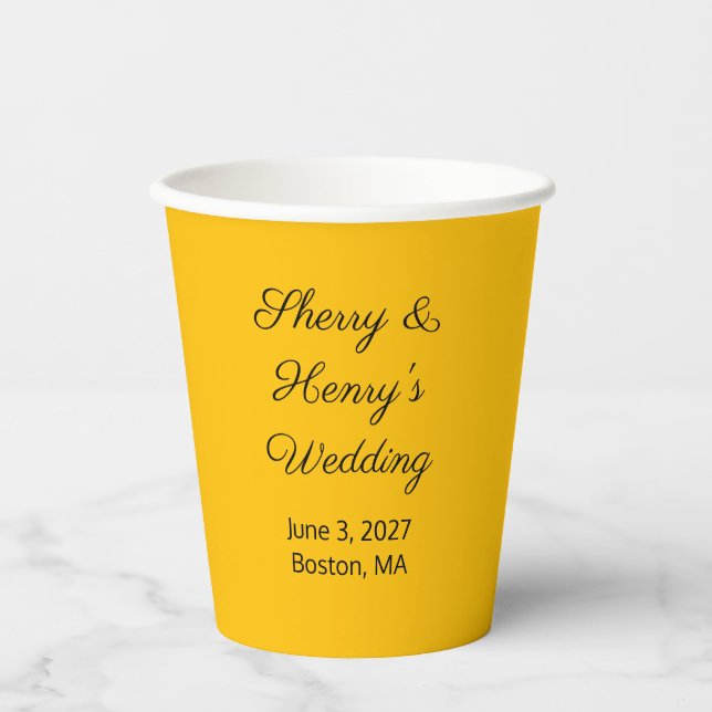 Gobelets En Papier Lettres Douces Dorées :  Mariage (Recto)