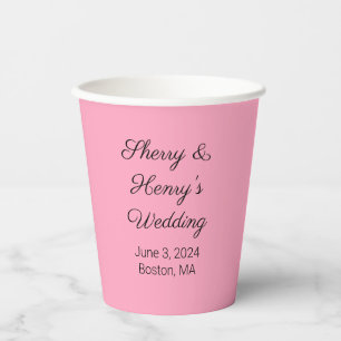 Gobelets En Papier Lettres douces Mariage rose