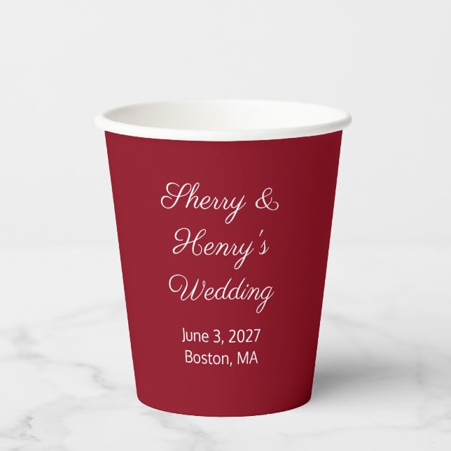 Gobelets En Papier Lettres Douces Marron et Blanc :  Mariage (Recto)