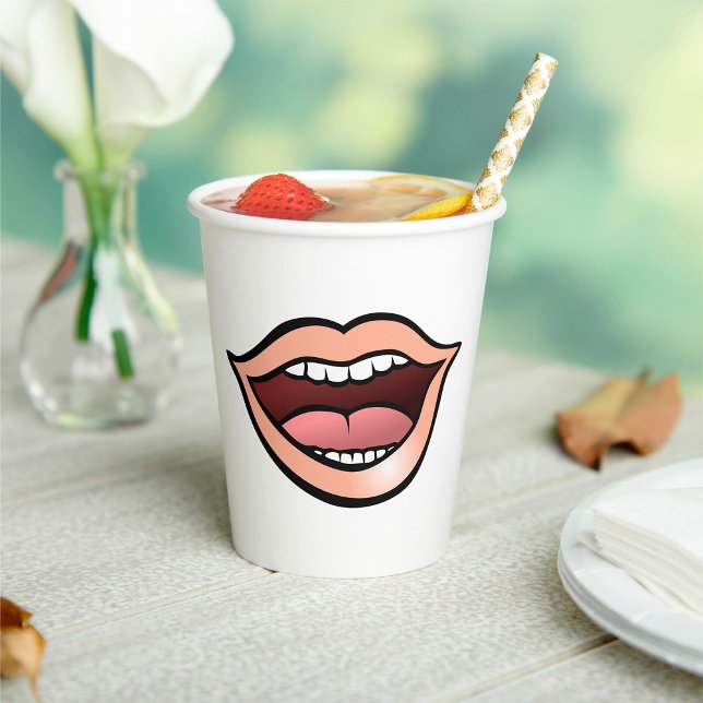 Gobelets En Papier Lèvres Bouche Ouverte Dents Langue (Créateur téléchargé)