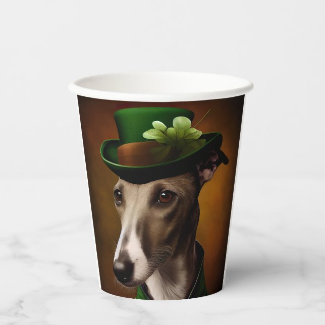 Gobelets En Papier Lévrier en robe de la Saint-Patrick (Recto)