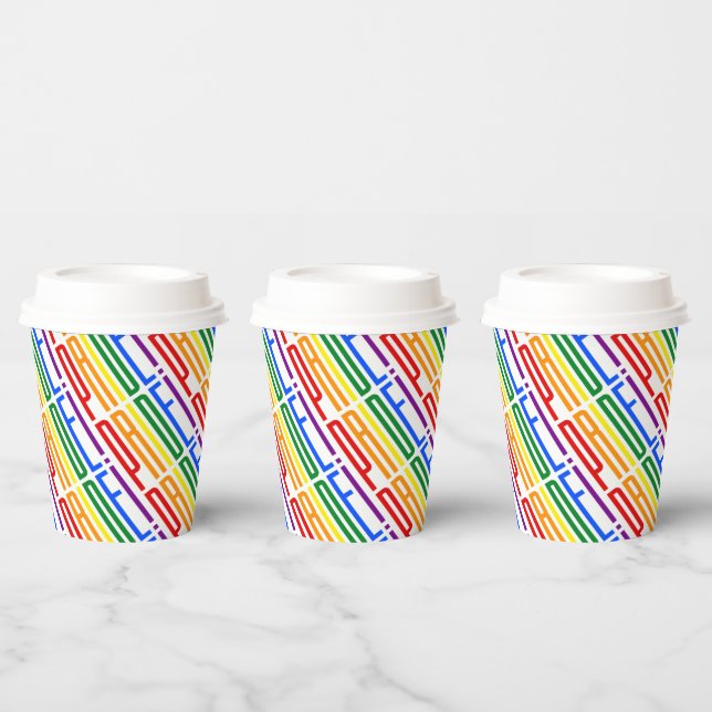 Gobelets En Papier LGBT Gay pride Rainbow Text Motif Parti LGBTQ (Multi)
