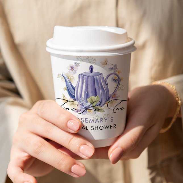 Gobelets En Papier L'heure du thé Téière violette Shower de mariage (Créateur téléchargé)