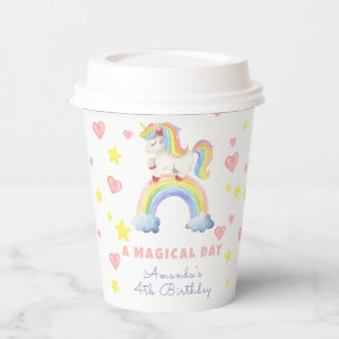 Gobelets En Papier Licorne Arc-en-ciel Jour Magique Anniversaire