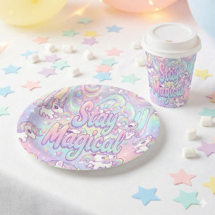 Gobelets En Papier Licorne Mignonne Kawaii Arc-en-ciel Pastel Magique