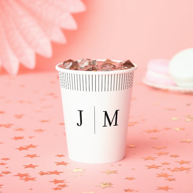 Gobelets En Papier Ligne de mariage à monogramme classique (Insitu)