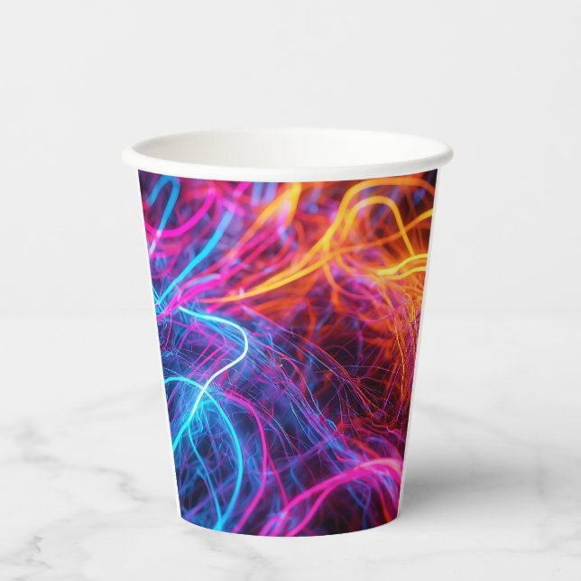 Gobelets En Papier Lignes de néon (Recto)