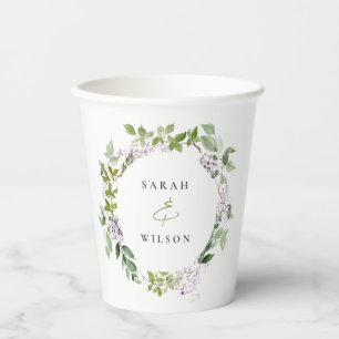 Gobelets En Papier Lilac Floral Wreath Cottage Jardin Mariage
